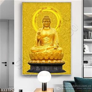 Tranh Phật Tổ bằng vàng