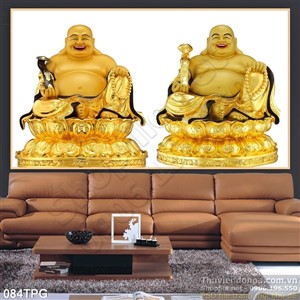 Tranh Tượng Phật Di Lặc bằng vàng