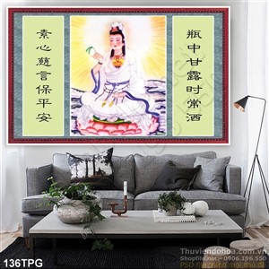 Tranh phật Quan Âm thư pháp đẹp