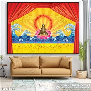 Tranh Phật Quan Âm bằng vàng