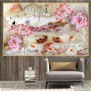 Tranh thư pháp hoa sen treo tường Tranh thư pháp hoa sen treo tường