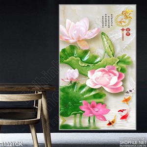 Tranh hoa sen giả ngọc Tranh hoa sen giả ngọc