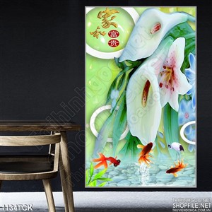 Tranh hoa và cá treo tường Tranh hoa và cá treo tường