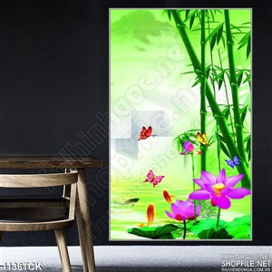 Tranh hoa sen cá chép Tranh hoa sen cá chép