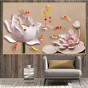 Tranh treo tường hoa sen cá chép Tranh treo tường hoa sen cá chép