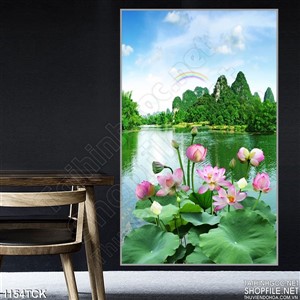 Tranh hoa sen và núi Tranh hoa sen và núi