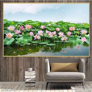 Tranh gạch phong cảnh hoa sen Tranh gạch phong cảnh hoa sen