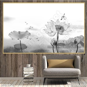 Tranh hoa sen đen trắng Tranh hoa sen đen trắng