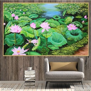 Tranh sơn dầu hoa sen Tranh sơn dầu hoa sen