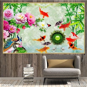 Tranh phong thủy hoa sen cá chép Tranh phong thủy hoa sen cá chép