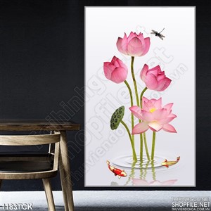 Tranh tường hoa sen cá chép Tranh tường hoa sen cá chép