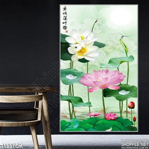 Tranh hoa sen in canvas Tranh hoa sen in canvas