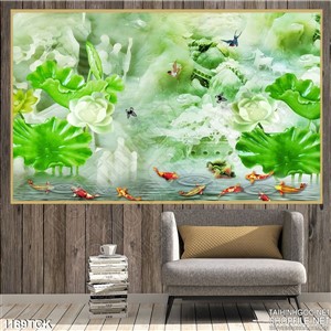 Tranh hoa sen giả ngọc 3D treo tường Tranh hoa sen giả ngọc 3D treo tường