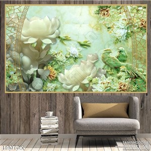 Tranh hoa sen giả ngọc trang trí Tranh hoa sen giả ngọc trang trí