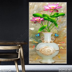 Tranh bình hoa sen Tranh bình hoa sen