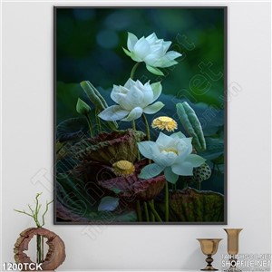 Tranh tường hoa sen trang trí Tranh tường hoa sen trang trí
