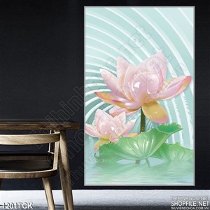 Tranh hoa sen trang trí phòng khách Tranh hoa sen trang trí phòng khách