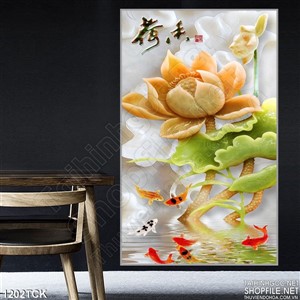 Tranh hoa sen giả ngọc và cá chép Tranh hoa sen giả ngọc và cá chép