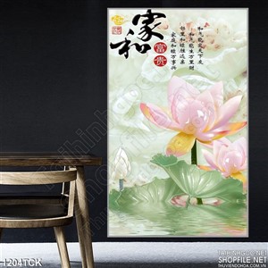 Tranh hoa sen 3D giả ngọc đẹp Tranh hoa sen 3D giả ngọc đẹp