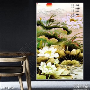 Tranh sơn dầu phong cảnh hoa sen Tranh sơn dầu phong cảnh hoa sen