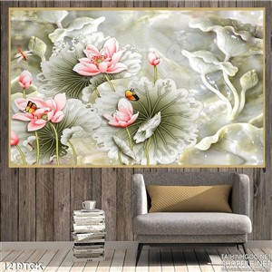 Tranh sen đẹp màu trắng xanh nhạt  thủy mặc Tranh sen đẹp màu trắng xanh nhạt  thủy mặc