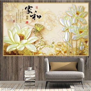 Tranh bông sen trắng nở trang trí phòng khách Tranh bông sen trắng nở trang trí phòng khách