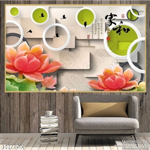Tranh hoa sen treo phòng khách trang trí Tranh hoa sen treo phòng khách trang trí