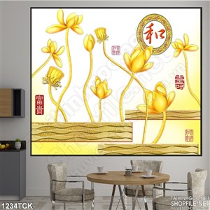 Tranh hoa sen mạ vàng đẹp Tranh hoa sen mạ vàng đẹp