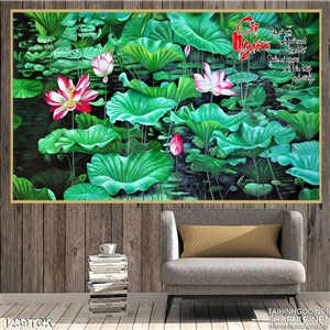 Tranh sơn dầu đầm sen Tranh sơn dầu đầm sen