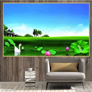 Tranh hồ sen psd Tranh hồ sen psd