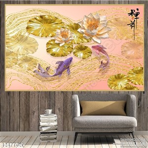 Tranh trang trí cá chép hoa sen treo tường Tranh trang trí cá chép hoa sen treo tường