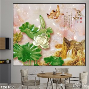 Tranh tường trang trí hoa sen giả ngọc Tranh tường trang trí hoa sen giả ngọc