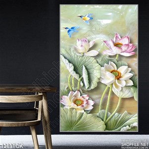 Tranh hoa sen giả ngọc dán tường hiện đại Tranh hoa sen giả ngọc dán tường hiện đại