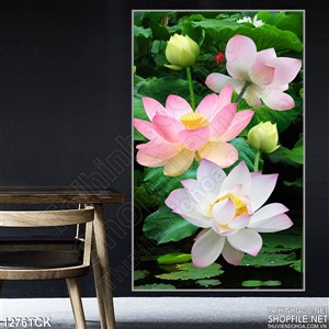 Tranh hoa sen 3d đẹp treo tường Tranh hoa sen 3d đẹp treo tường