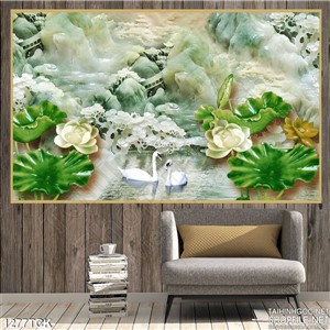 Tranh giả ngọc sen và thiên nga Tranh giả ngọc sen và thiên nga