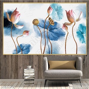 Tranh hoa sen in canvas treo tường đẹp Tranh hoa sen in canvas treo tường đẹp