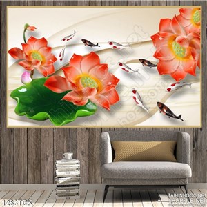 Psd tranh cá chép hoa sen Psd tranh cá chép hoa sen