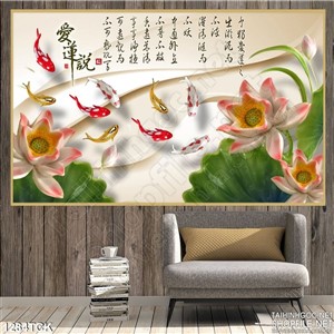 Tranh hoa sen cá chép phong thủy Tranh hoa sen cá chép phong thủy