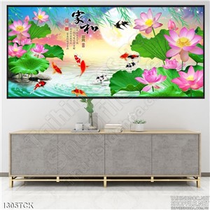 Tranh hoa sen cá chép dán tường độc đáo Tranh hoa sen cá chép dán tường độc đáo