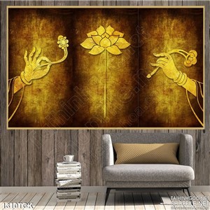 Tranh hoa sen mạ vàng nghệ thuật Tranh hoa sen mạ vàng nghệ thuật