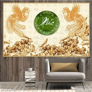 Tranh điêu khắc chim phụng hoa sen Tranh điêu khắc chim phụng hoa sen