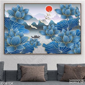 Tranh hoa sen xanh Tranh hoa sen xanh