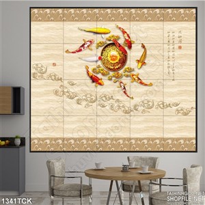 Tranh cá Koi hội tụ Tranh cá Koi hội tụ