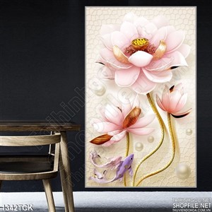 Tranh 3D  hoa sen ngọc hồng Tranh 3D  hoa sen ngọc hồng