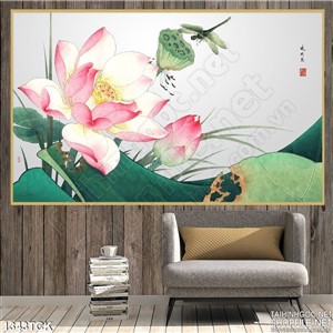 Tranh sen nở thủy mặc Tranh sen nở thủy mặc