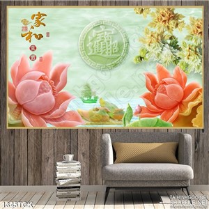 Tranh hoa sen cam 3D đẹp Tranh hoa sen cam 3D đẹp