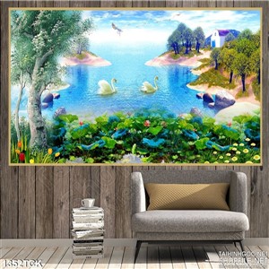 Tranhđầm sen và thiên nga trắng Tranhđầm sen và thiên nga trắng