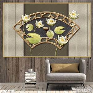 Tranh tường sen trắng Tranh tường sen trắng