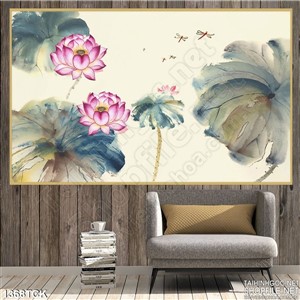 Tranh màu nước sen tím Tranh màu nước sen tím