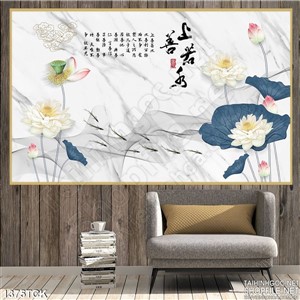 Tranh sen bên đầm màu nước Tranh sen bên đầm màu nước